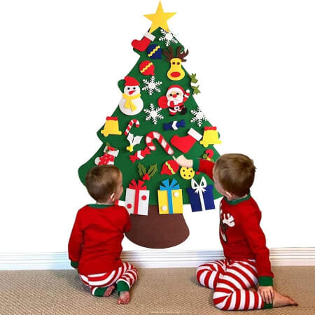 Qiaoniuniu DIY Felt Christmas Tree for Preschool Christmas Crafts