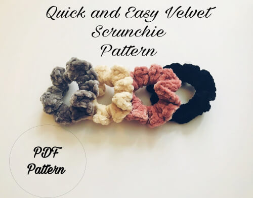 Quick and Easy Velvet Scrunchie Pattern from WillowWayCrochet