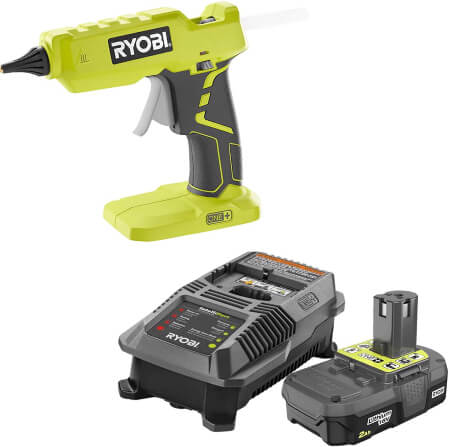 Ryobi Glue Gun P305 with Charger & Lithium-ion Battery P163 18 Volt One+ 2.0Ah battery and Charger