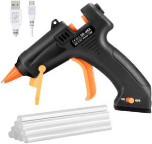 TOPELEK Cordless Hot Glue Gun, Mini Glue Gun Kit with 10Pcs Glue Sticks