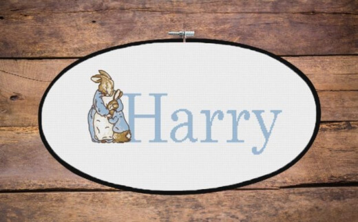 Personalized Beatrix Potter Cross Stitch Pattern Peter Rabbit and his Loving Mum