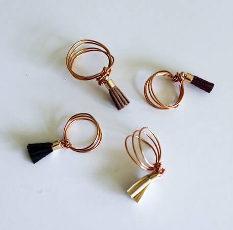 DIY Wire Rings With Leather Tassels by Creative Fashion Blog