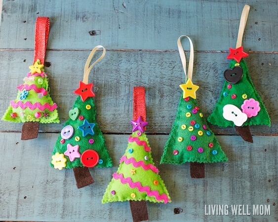 Felt Christmas Tree Decorations by Living Well Mom