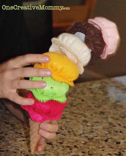 Felt Ice Cream Tutorial by One Creative Mommy