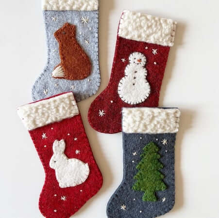 Felt Mini Christmas Stocking Ornament by Away Up North