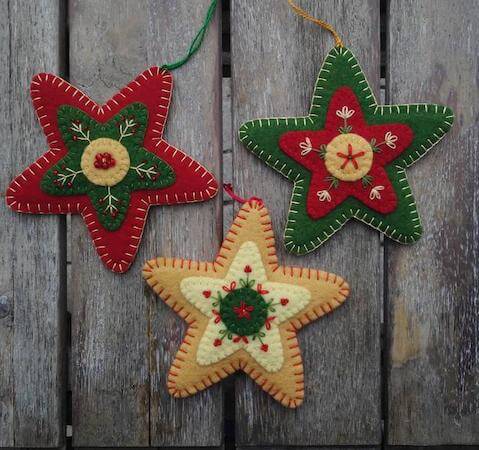 Star Felt Christmas Ornaments Pattern by Patricia Welch Designs