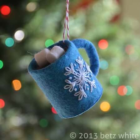 Hot Chocolate Felt Christmas Ornament by Betz White