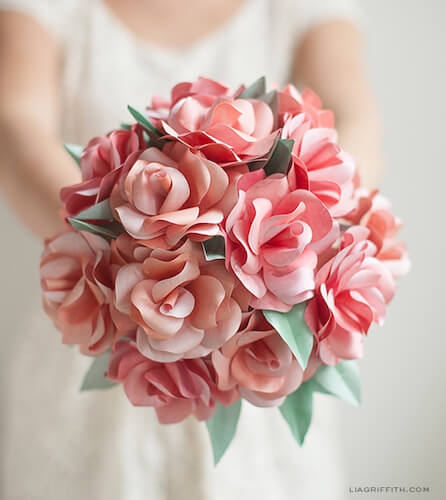 Paper Rose Wedding Bouquet by Lia Griffith