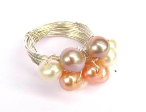 Pearl Bling Ring by Spoilt Rotten Beads 