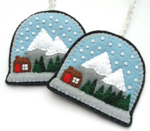 Snow Globes Felt Christmas Ornaments by Lupin