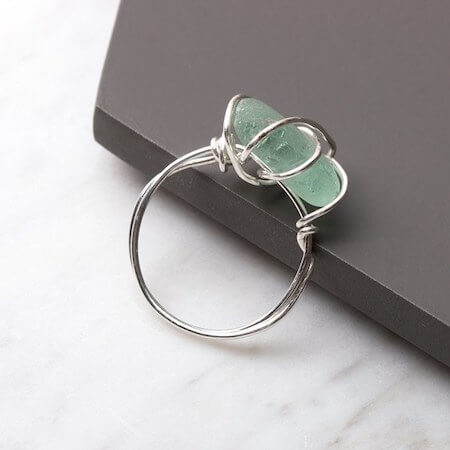 Wire Wrapped Sea Glass Ring by Kernowcraft