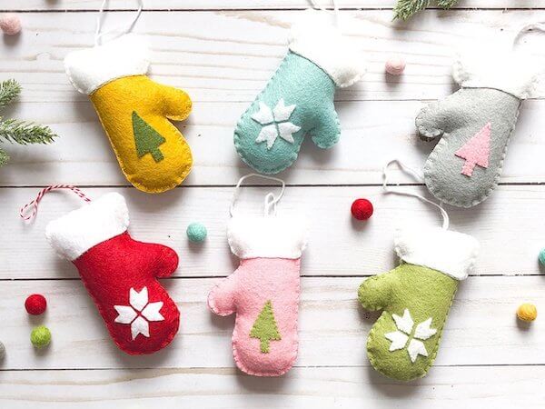 Wool Felt Mitten Christmas Ornament by Polkadot Chair