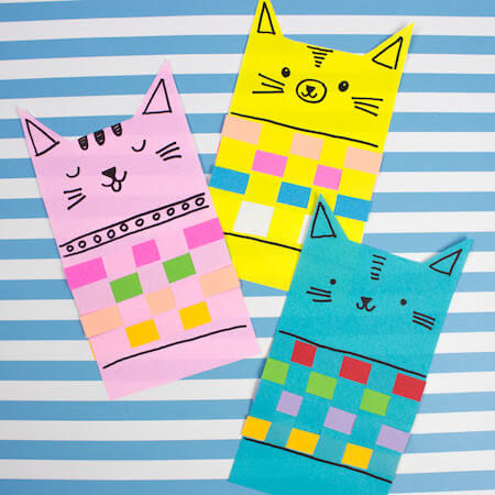 Woven Paper Cats In Sweaters by Pink Stripey Socks