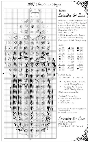 16 Lavender and Lace Cross Stitch Patterns 9 1997 Christmas Angel Free Lavender and Lace Cross Stitch Pattern