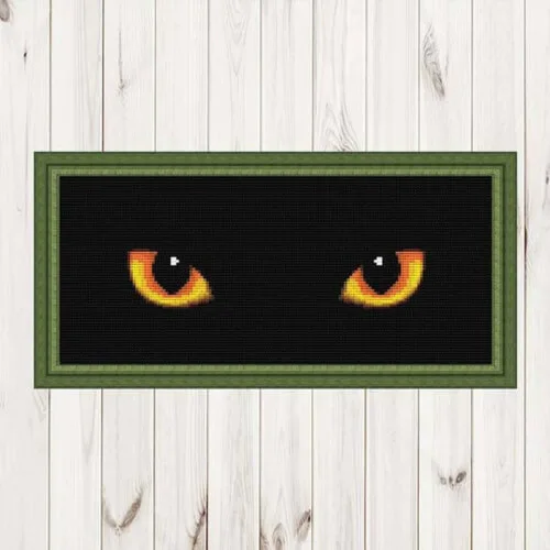 Black Cat Eyes Cross Stitch Pattern by MyLovelyCrossStitch