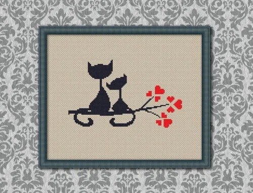 Cats in Love Cross Stitch Pattern by KHANNAandILAN