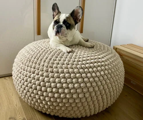 Crochet Bobbles Pouf Bean Bag Pattern by isWoolish