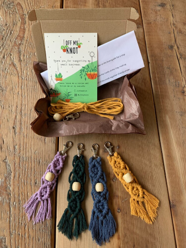 DIY Macrame Kit Keyring Keychain Kit by Offmyknot