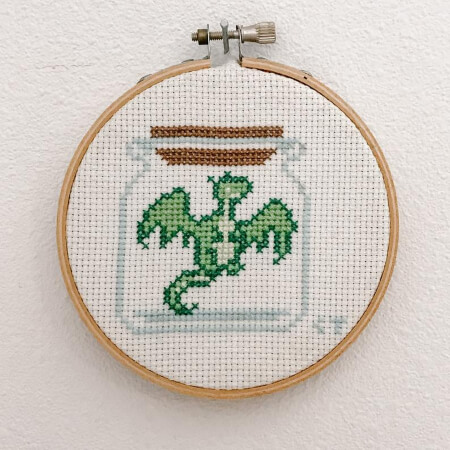 Dragon Jar Childrens Cross Stitch Pattern by SnailFishesStitches