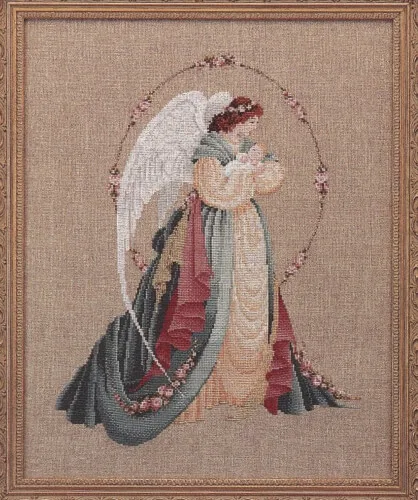 16 Lavender and Lace Cross Stitch Patterns 6 Guardian Angel Lavender and Lace Cross Stitch Chart from Petestreasuretrove