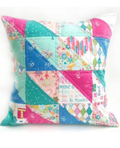 Half Square Triangle Quilted Pillow Cover Pattern from Polkadot Chair