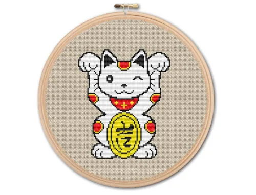 Japanese Lucky Cat Cross stitch Pattern by KHANNAandILAN