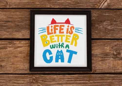 Life is Better With a Cat Cross Stitch Pattern by CraftRoomWorkShop