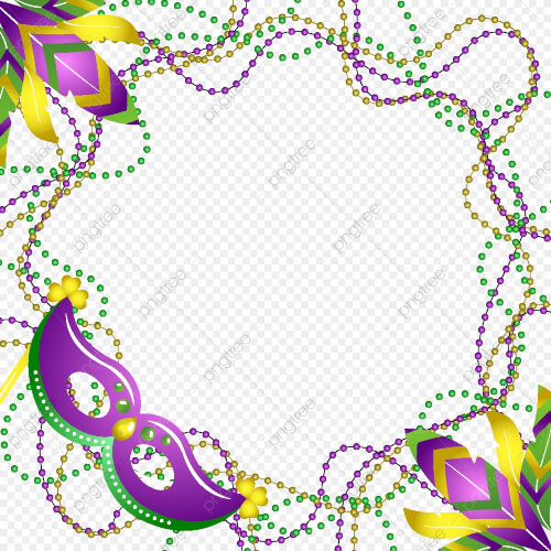Mardi Gras Frame With Beads And Queen Masks