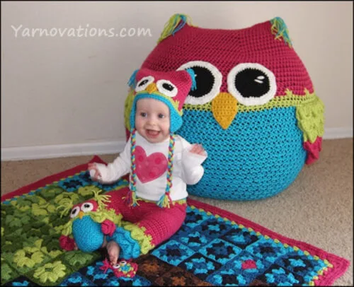 Owl Set Bean Bag Chair Pattern by YarnovationsShop