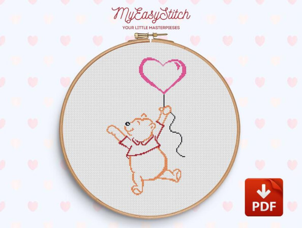 Pooh Outline Childrens Cross Stitch by MyEasyStitch