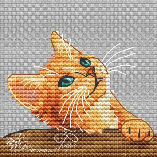 Red Kitten Cross Stitch Pattern by BergStitch