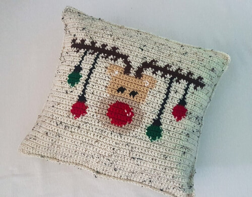 Reindeer Christmas Crochet Pillowcase Pattern by YarnOverLifestyle