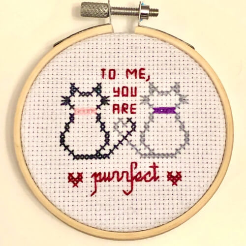 To Me, You Are Purrfect Cat Cross Stitch Pattern by GratefulThreadCrafts