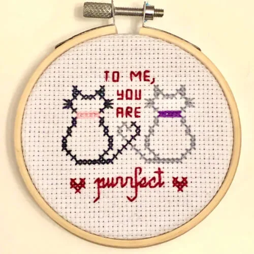 To Me, You Are Purrfect Cat Cross Stitch Pattern by GratefulThreadCrafts