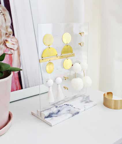 DIY Acrylic Earring Holder by A Beautiful Mess