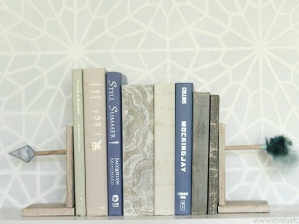 DIY Arrow Bookends by Lovely Etc