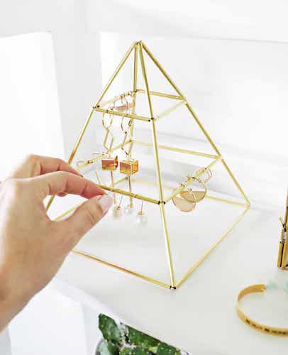 DIY Brass Earring Pyramid by A Beautiful Mess