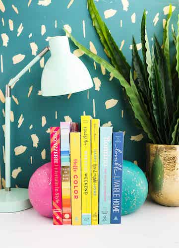 DIY Concrete Sphere Bookends by A Beautiful Mess