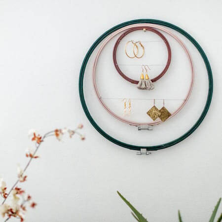 DIY Embroidery Hoop Earring Holder by Fun 365