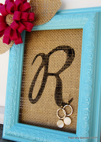 Framed Burlap Earring Holder by Positively Splendid