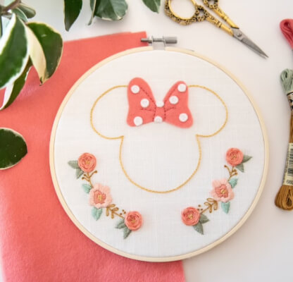 Minnie Mouse Disney Floral Embroidery Pattern by OliveandFox