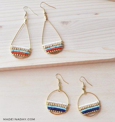 Beachy Boho Beaded Hoop Earrings by Made In A Day