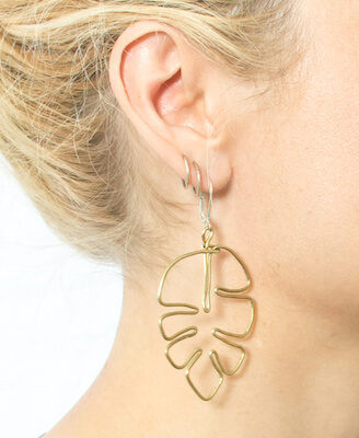 Brass Monstera Leaf DIY Earrings by DIY In PDX