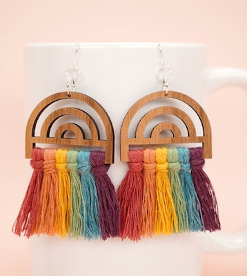 DIY Rainbow Macrame Earrings by Happiness Is Homemade