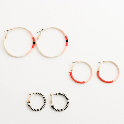 Embroidery Thread Wrapped Hoop Earrings by Flax & Twine