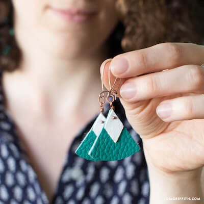 Geometric Leather Earrings by Lia Griffith