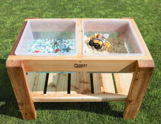 Children's Dual Bin Wooden Sensory Table Outdoors from MonkeyTables