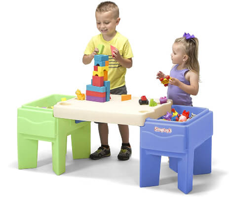Simplay3 Kids Indoor Outdoor Sand and Water Activity Table with Storage