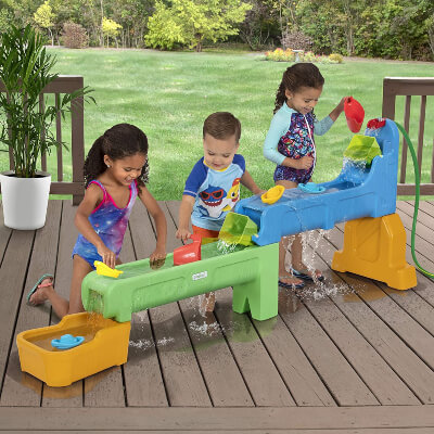 Simplay3 Rushing River Falls Multilevel & Expandable Splash & Water Play Table for Kids