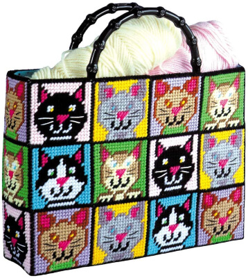 Tobin DW1826 Cat Tote Bag Plastic Canvas Kit